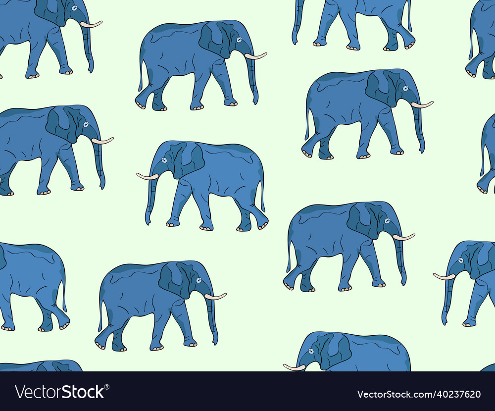 Seamless pattern with realistic elephant
