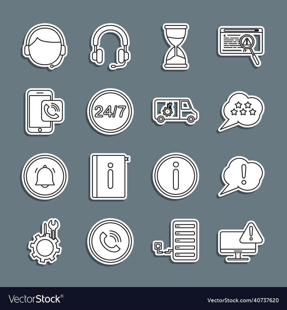 Set line monitor with exclamation mark speech vector image Set line monitor with exclamation mark speech