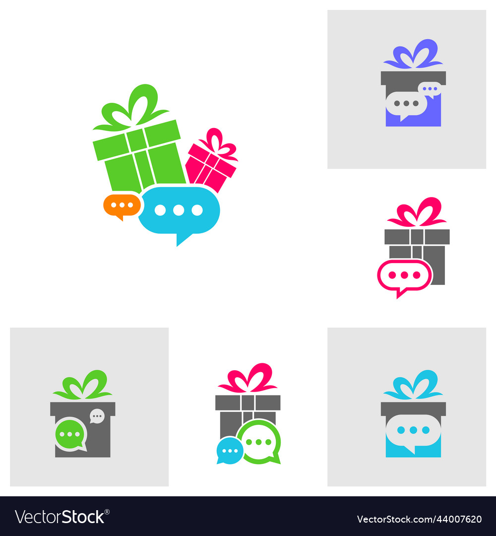 Set von Geschenk-Chat Logo Design Vorlage