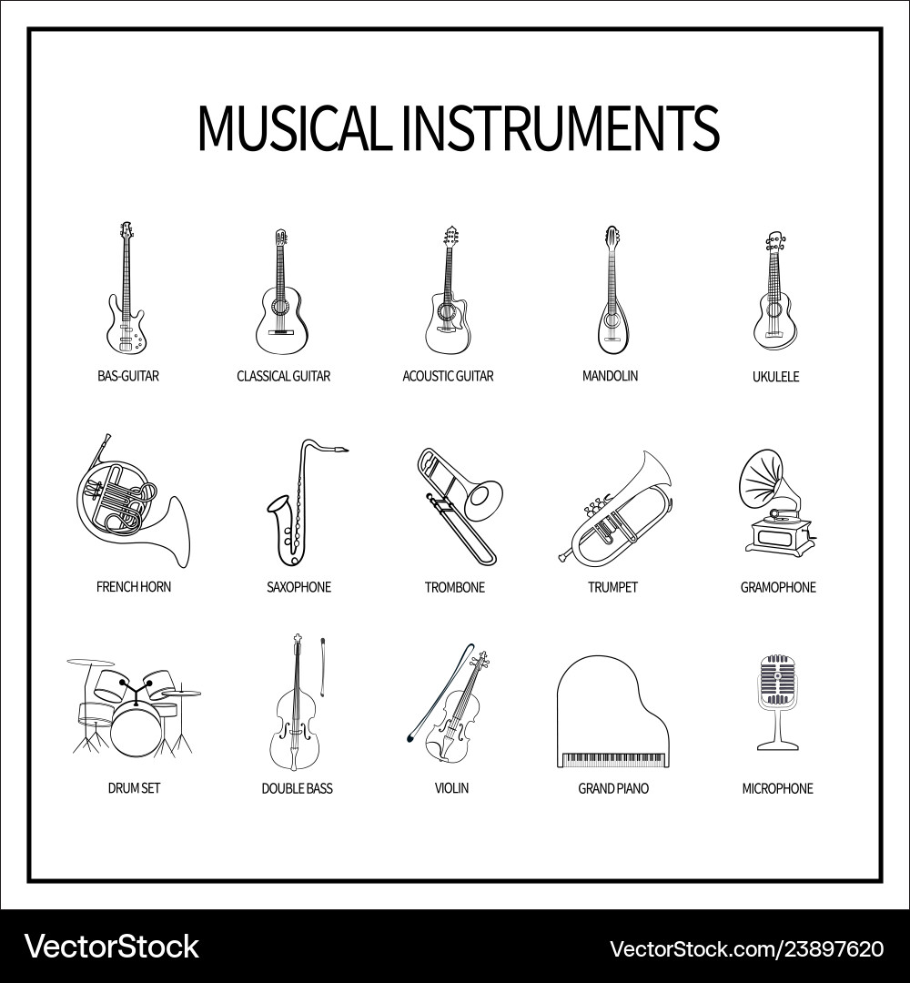 Set of icons musical instruments Royalty Free Vector Image