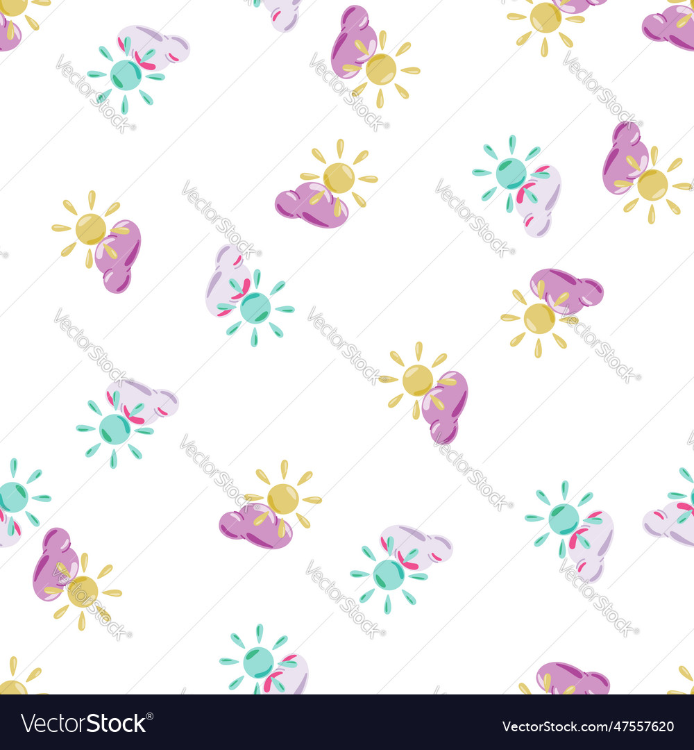 Sun seamless pattern in doodle style