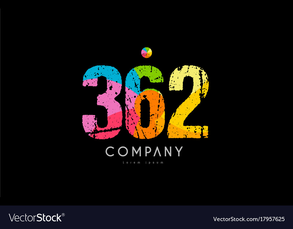 362 number grunge color rainbow numeral digit logo