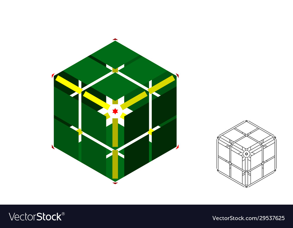 Abstract polygonal broken cube 3d isometric