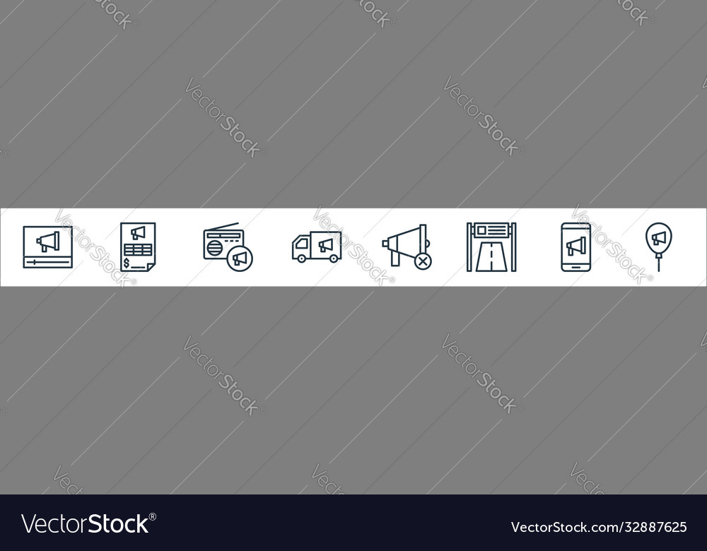 Advertisement line icons linear set quality vector image Advertisement line icons linear set quality
