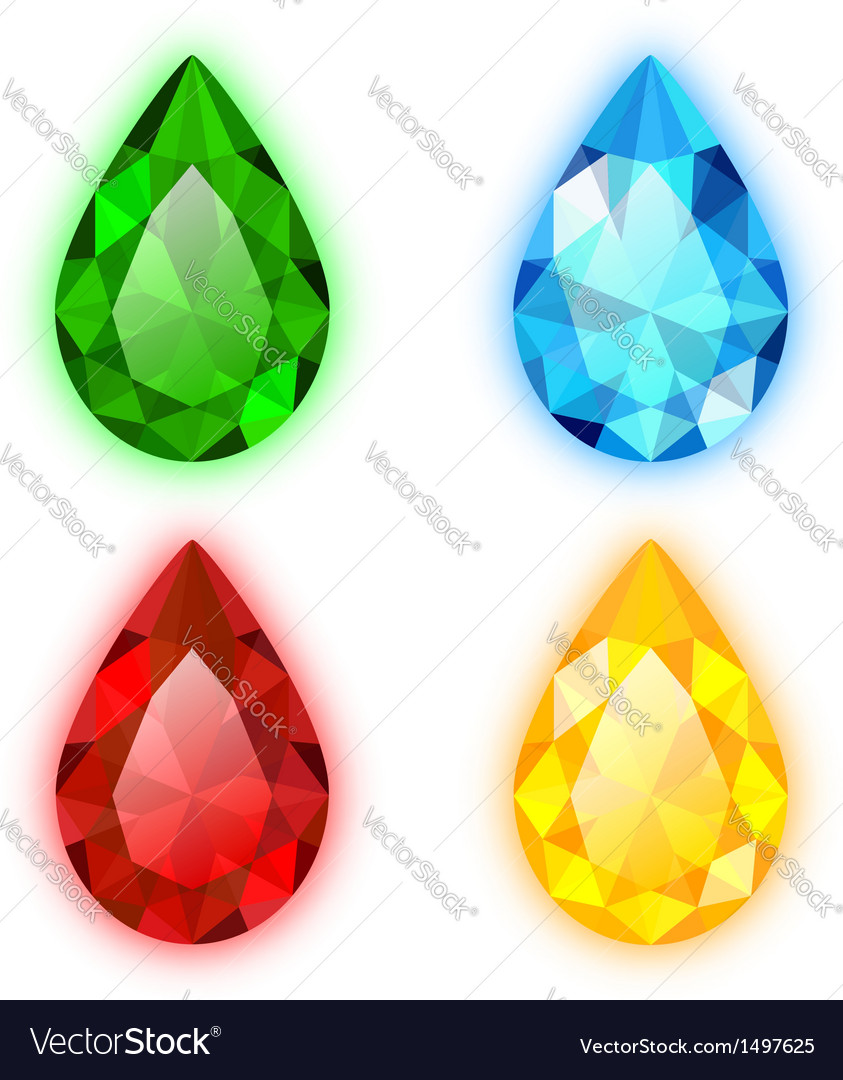 Colorful Pear Shaped Gems Set