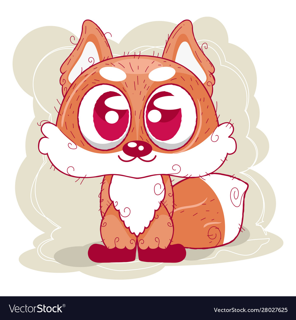 Cute baby fox cartoon Royalty Free Vector Image