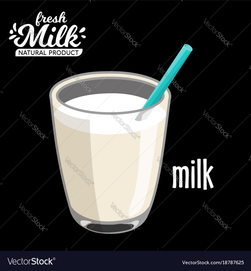 Glass of milk icon flat style isolated on black