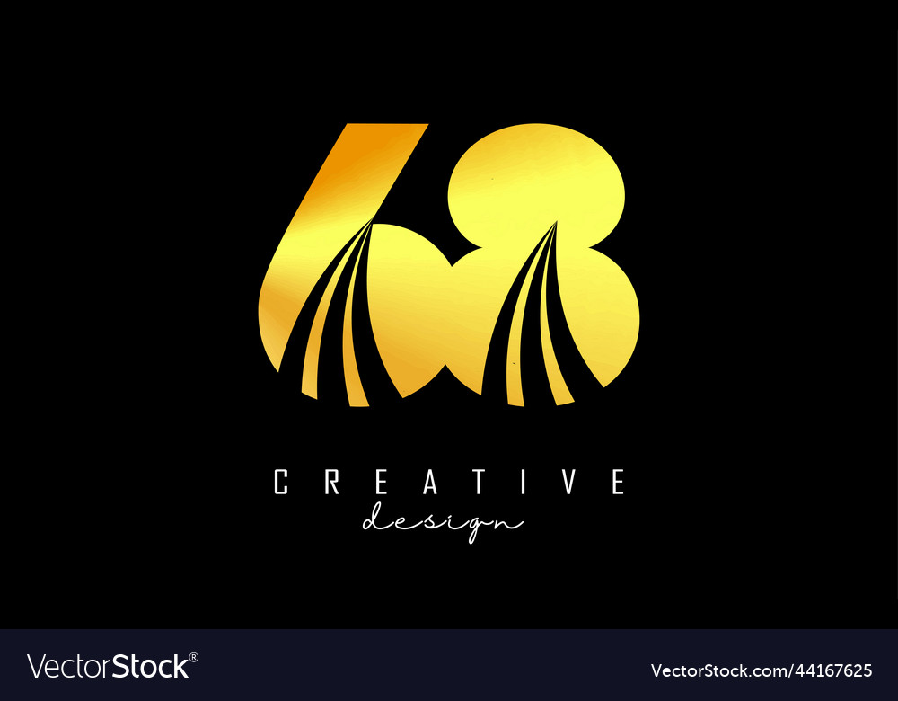 Golden creative number 68 6 8 logo with leading