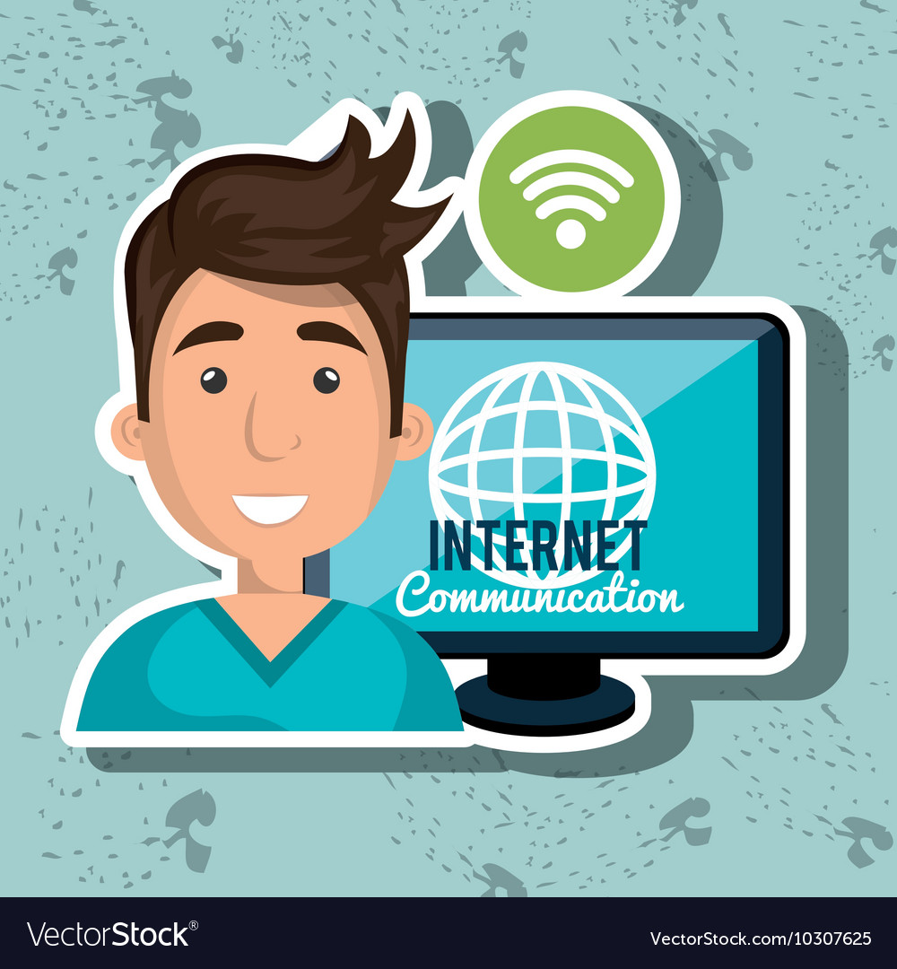 Man internet connected global