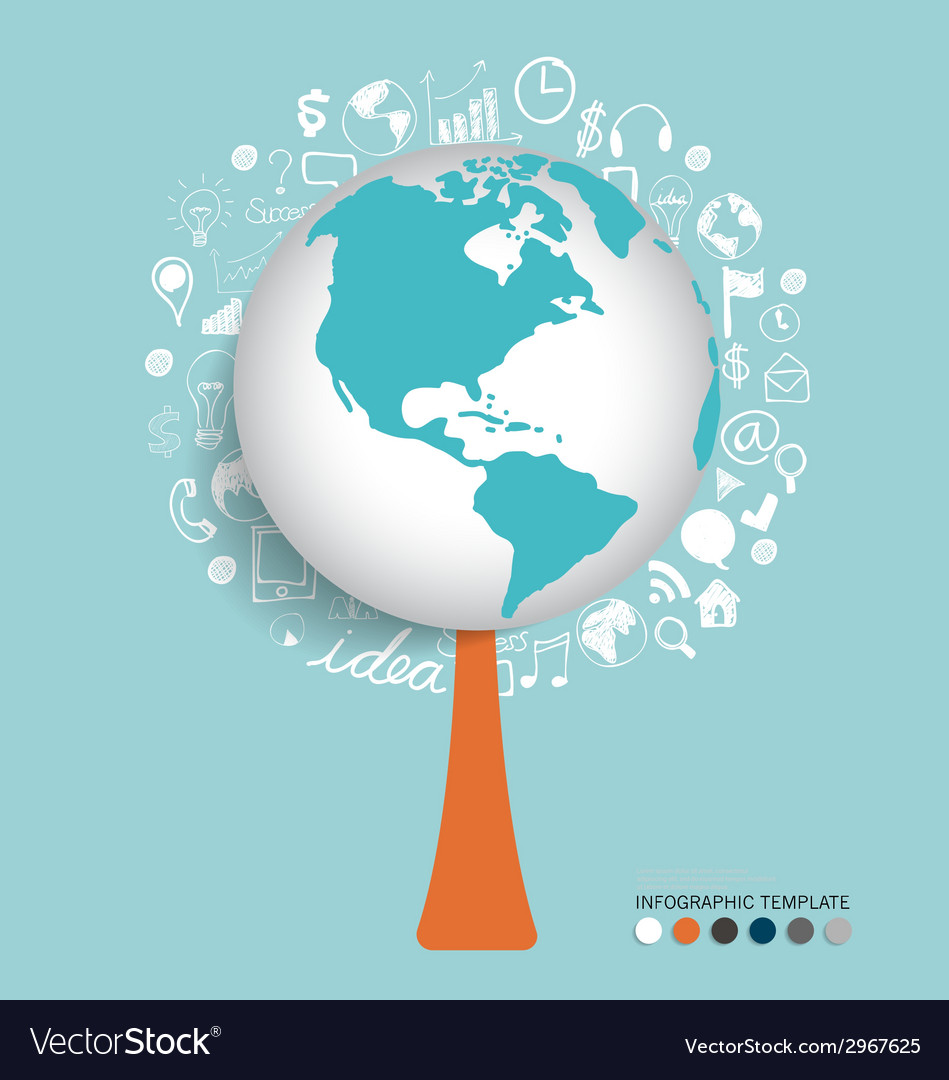 Modern globe with application icon template