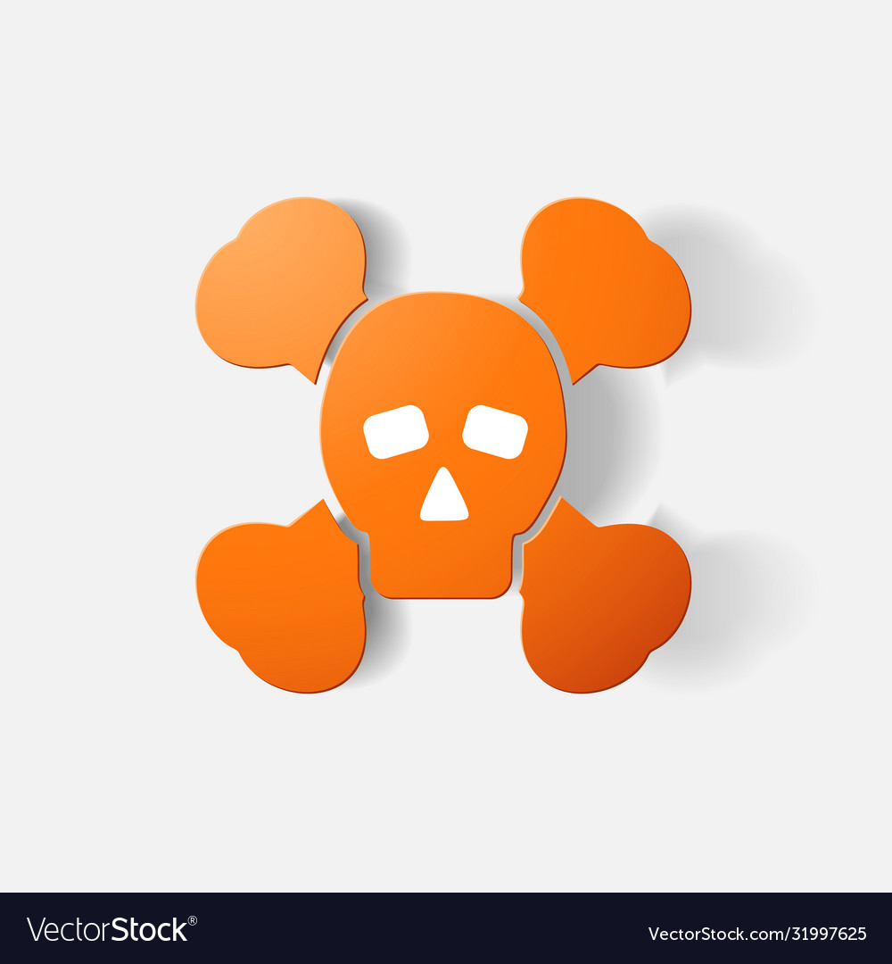 Paper clipped sticker symbol poison skull Vector Image