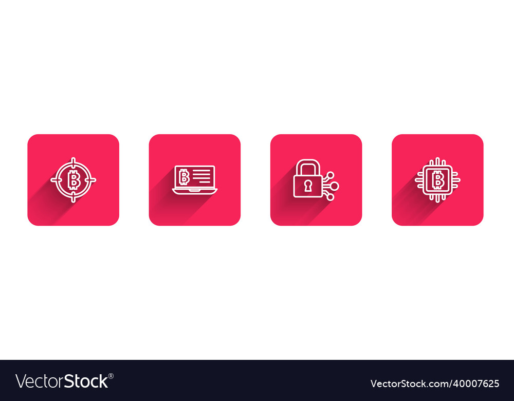 Set line bitcoin in the target mining vector image Set line bitcoin in the target mining