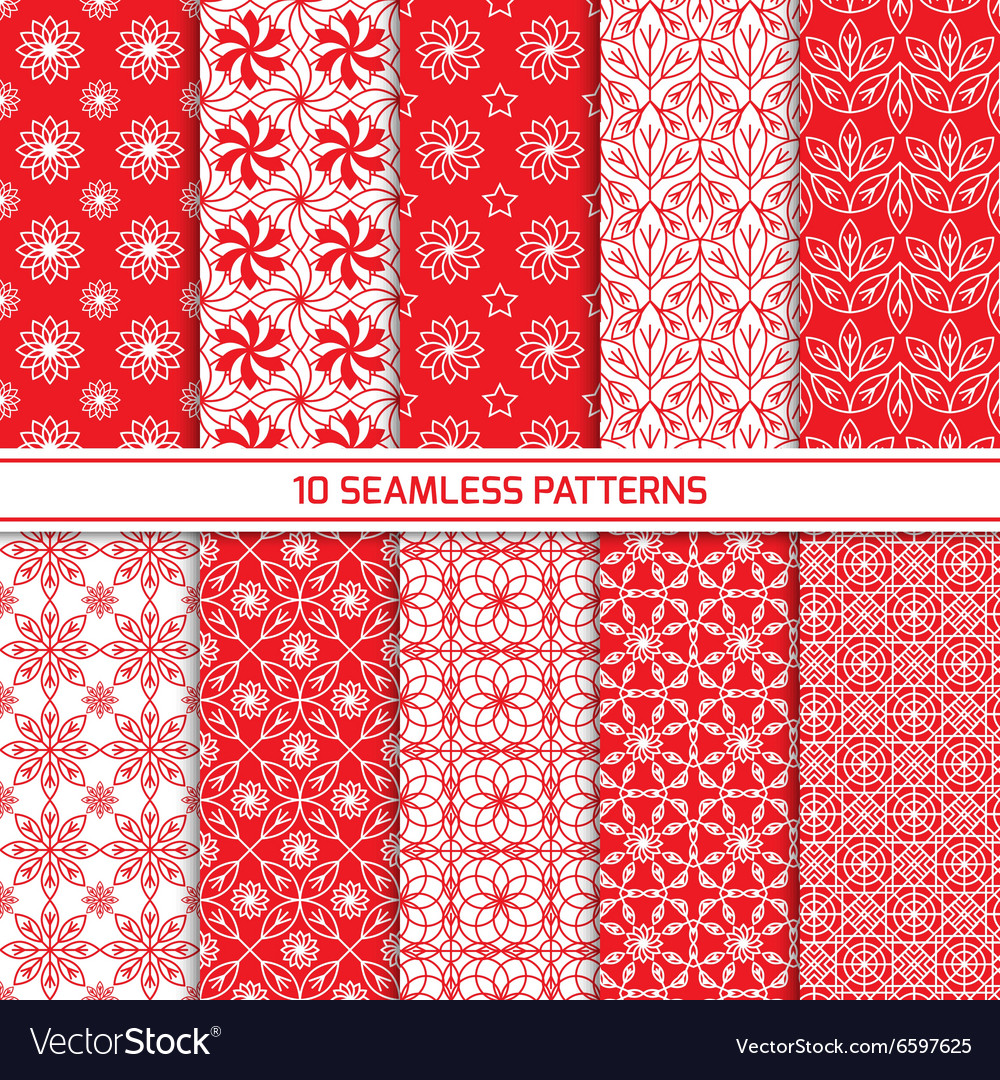 Set of monochrome geometric seamless patterns