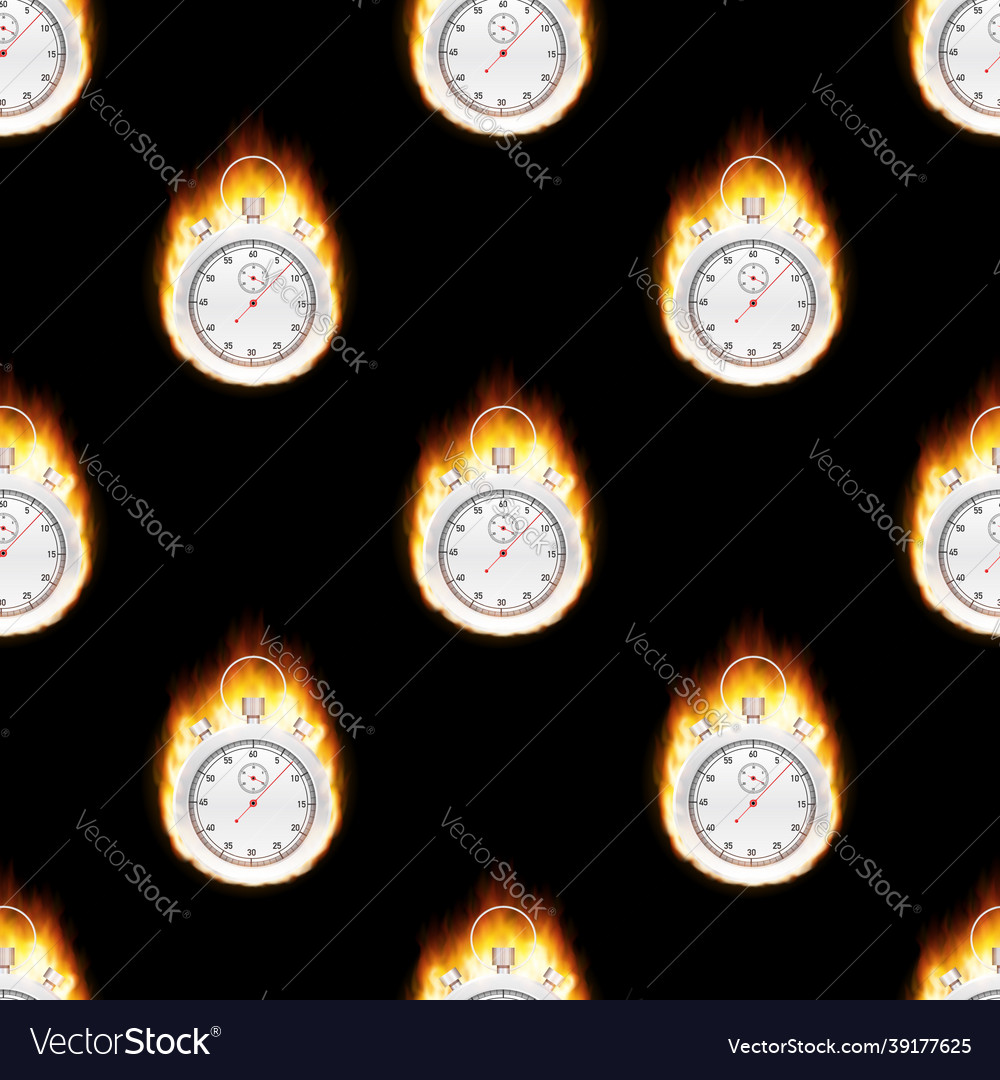 Stopwatch concept - faster sign with fire pattern Vector Image