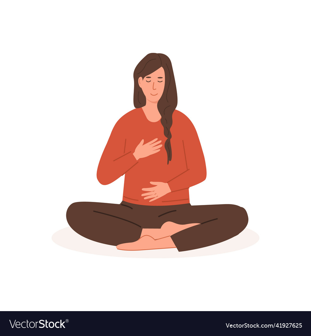 Young female with crossed legs and closed eyes Vector Image