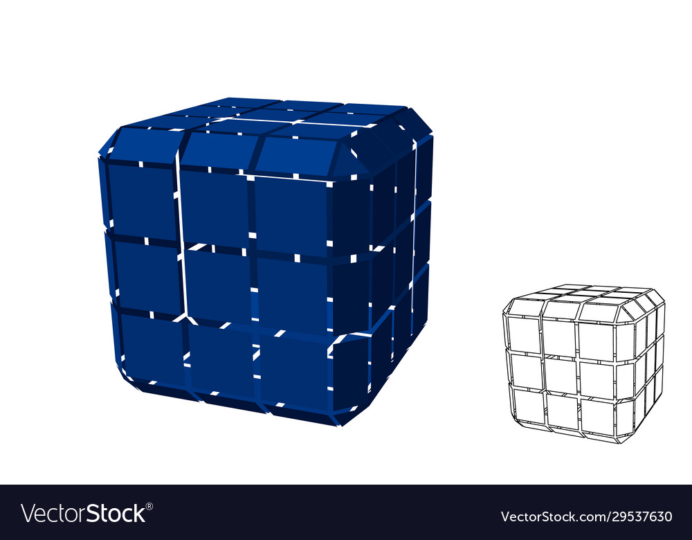 Abstract polygonal cube with cuts 3d