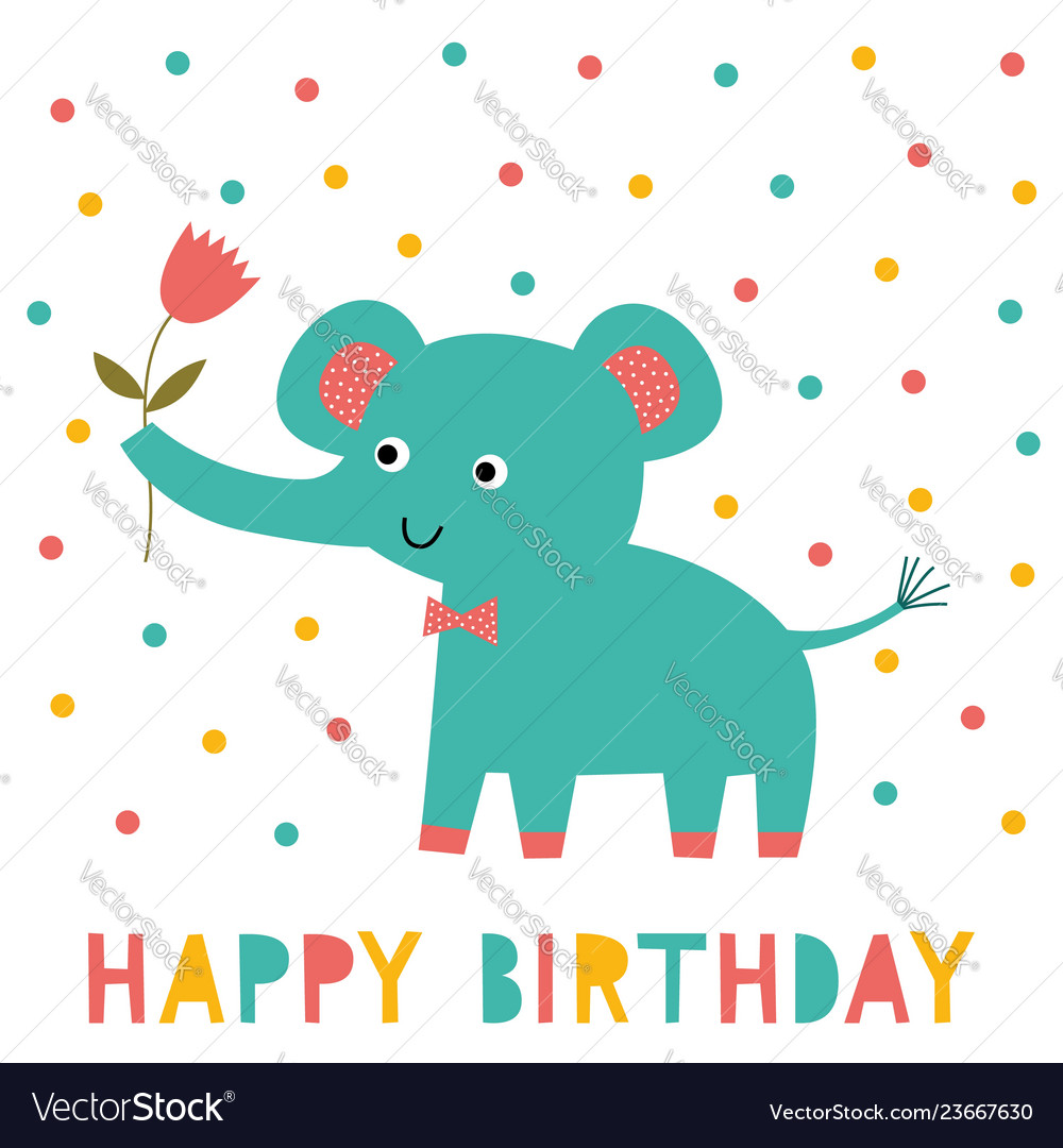 Birthday greeting card with an elephant Royalty Free Vector