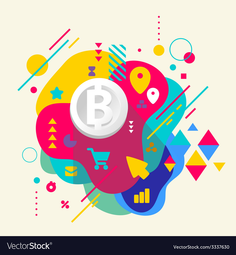 Bit coin on abstract colorful spotted background