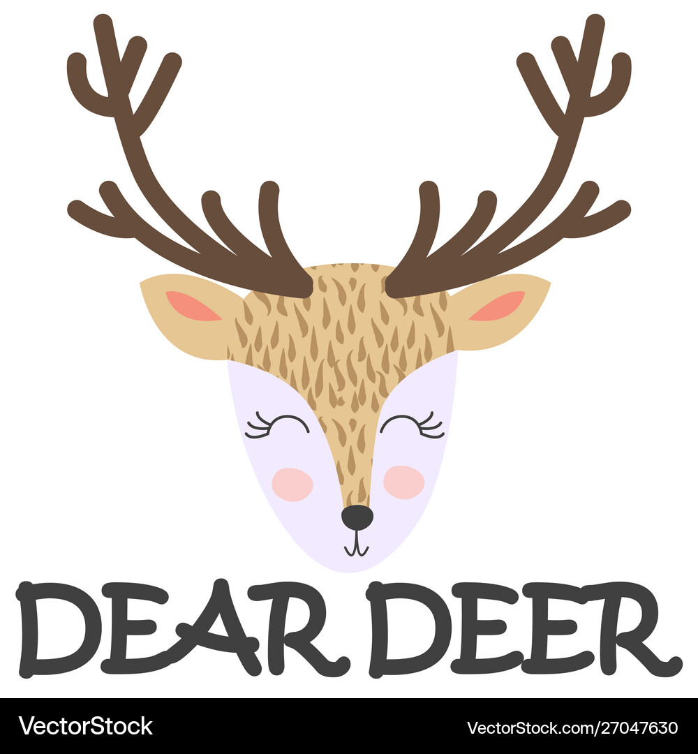 Card with a funny deer head word Royalty Free Vector Image