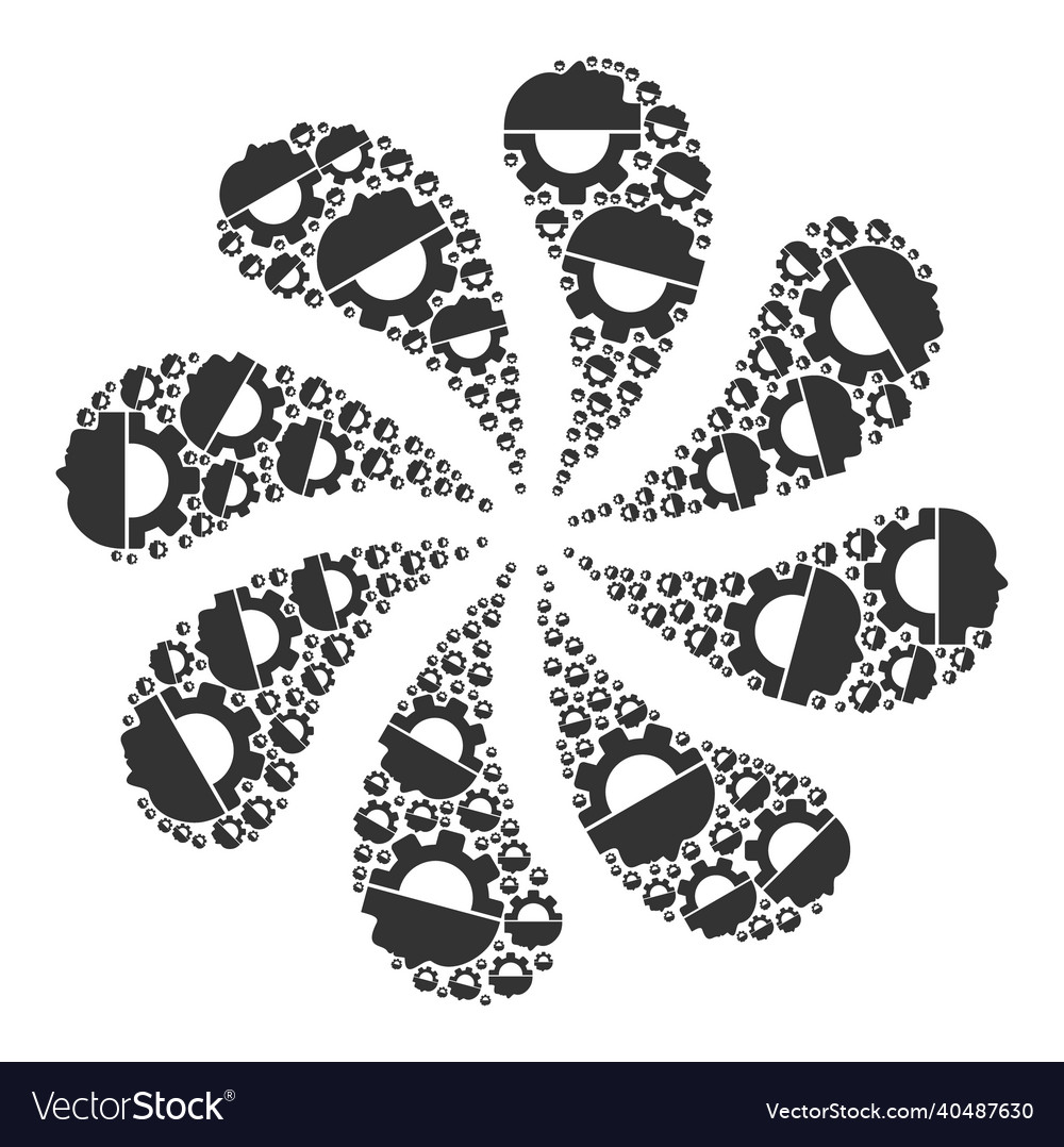 Cyborg head icon curl stream vector image Cyborg head icon curl stream