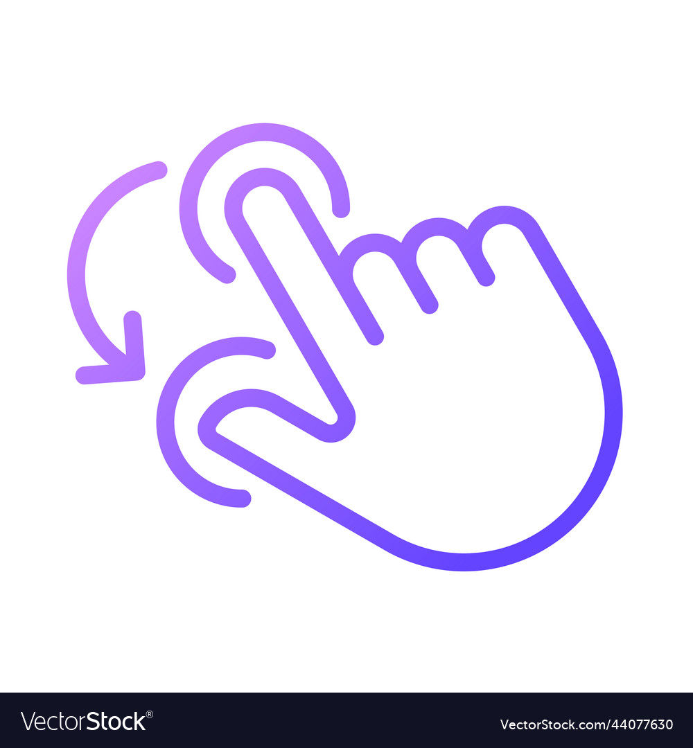 Double finger rotation gradient linear icon vector image Double finger rotation gradient linear icon