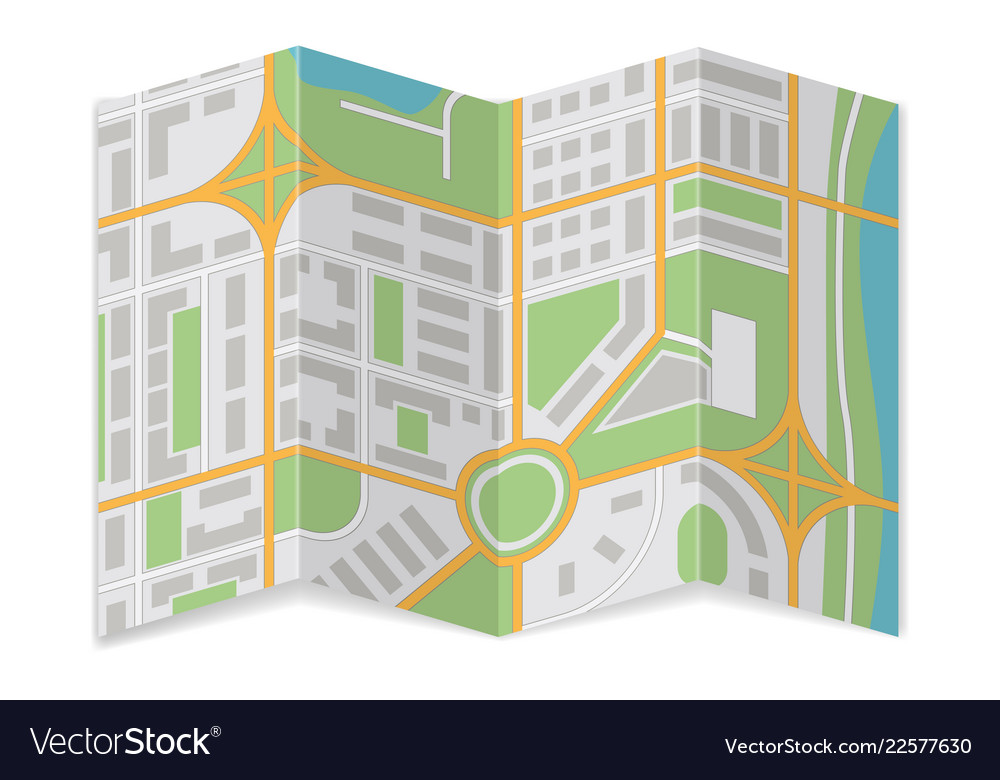 Folded city map abstract cartography Royalty Free Vector