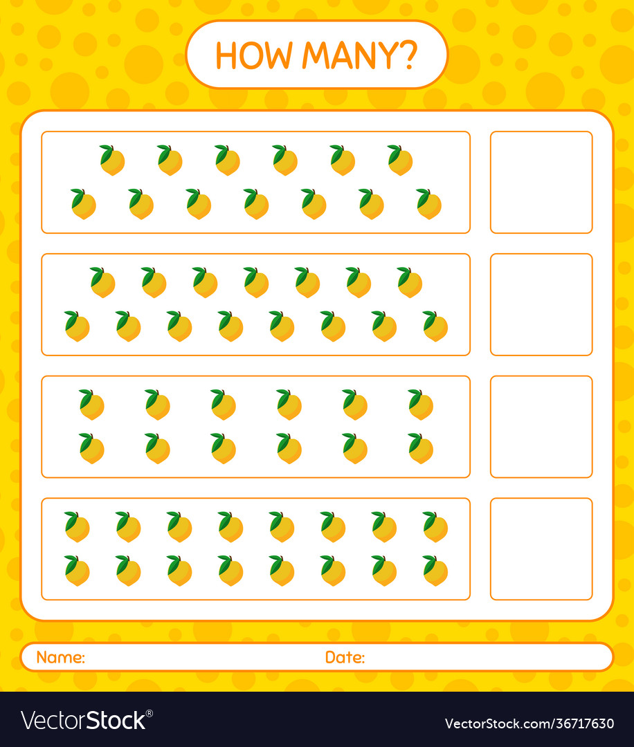 How many counting game with eggfruit worksheet vector image How many counting game with eggfruit worksheet