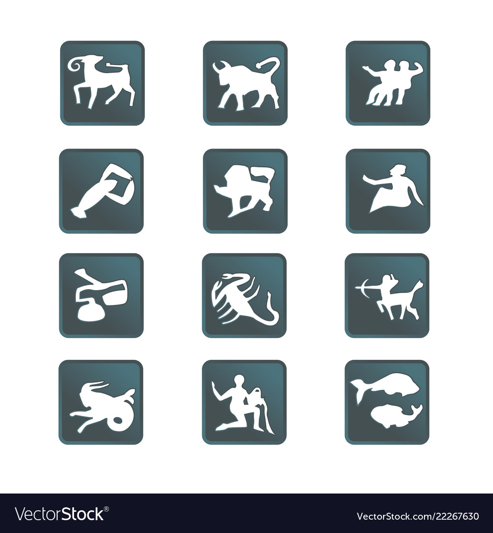 Icons alle Zeichen der Sternzeichen Farbtasten vector image Icons alle Zeichen der Sternzeichen Farbtasten