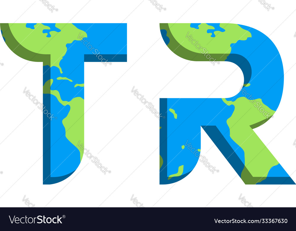 Initial tr logo design with world map style