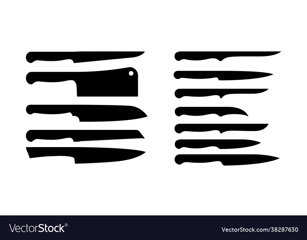 Knives silhouettes kitchen cutlery and butcher Vector Image