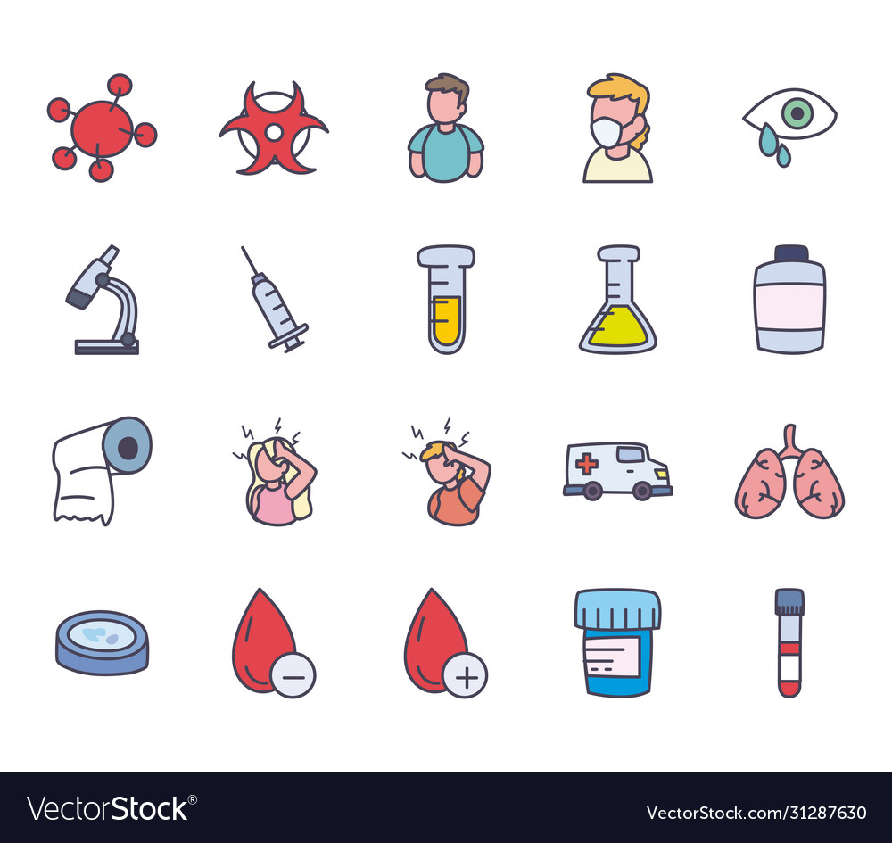 Medical fill style icon set design