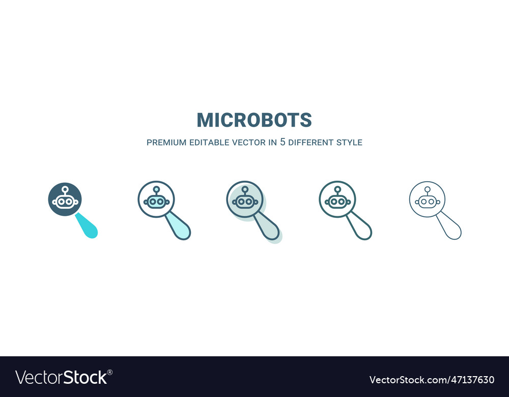 Microbots icon in 5 different style outline