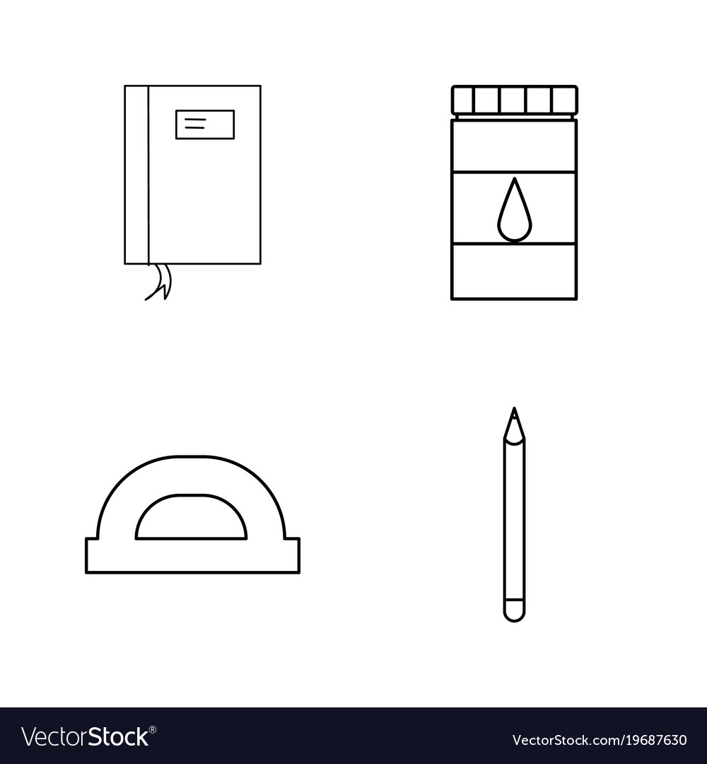 Office simple linear outline icon set