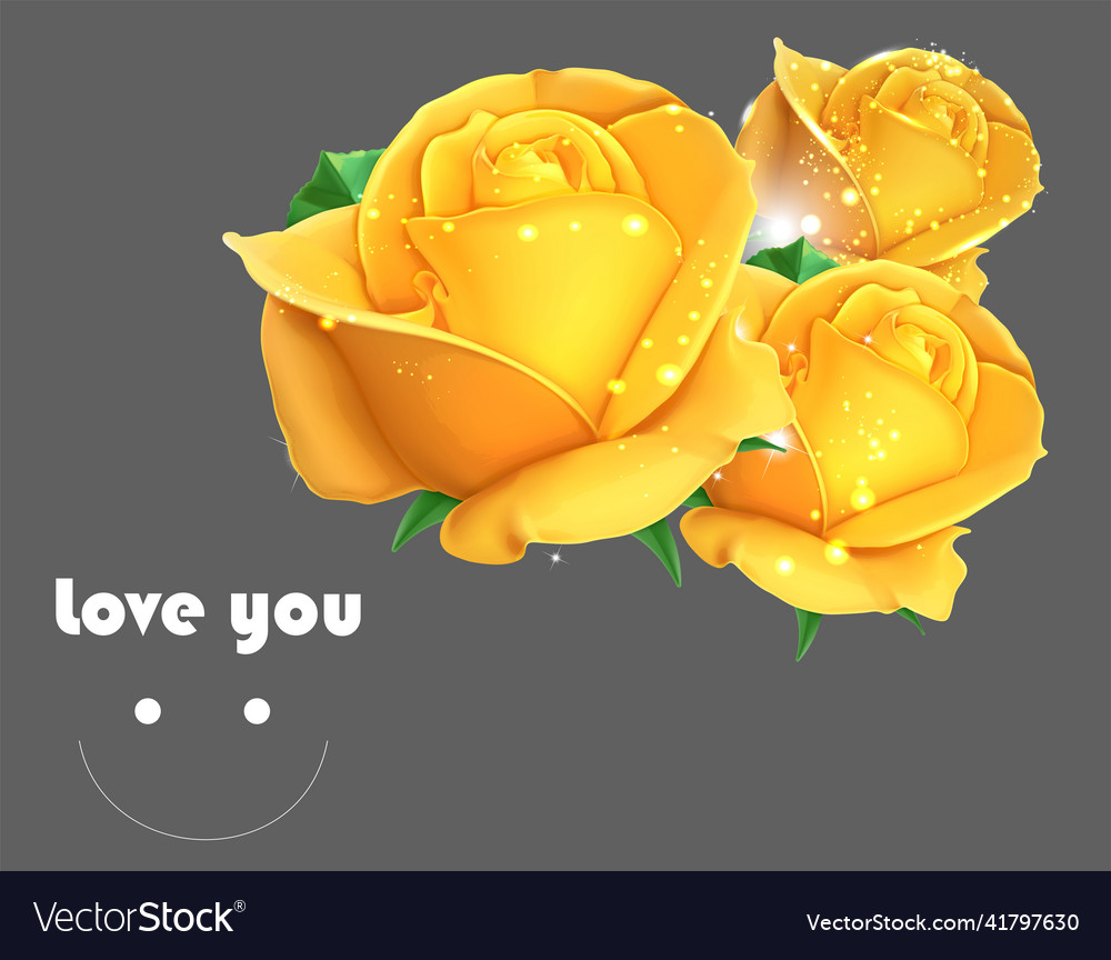 Romantic yellow rose flower Royalty Free Vector Image