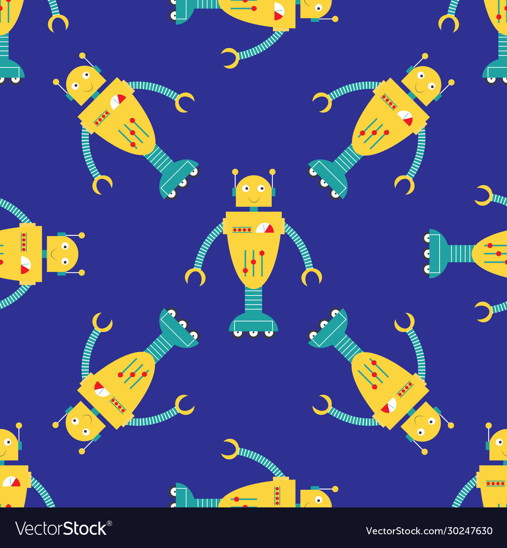 Seamless pattern background with cartoon robots