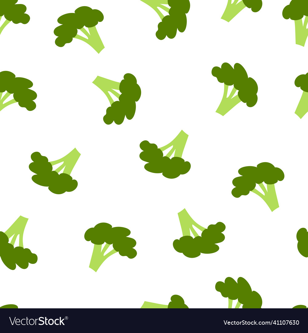Seamless pattern with fresh healthy broccoli