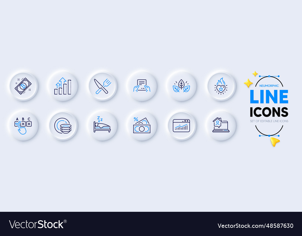 Sleep correct checkbox and receive file line vector image Sleep correct checkbox and receive file line