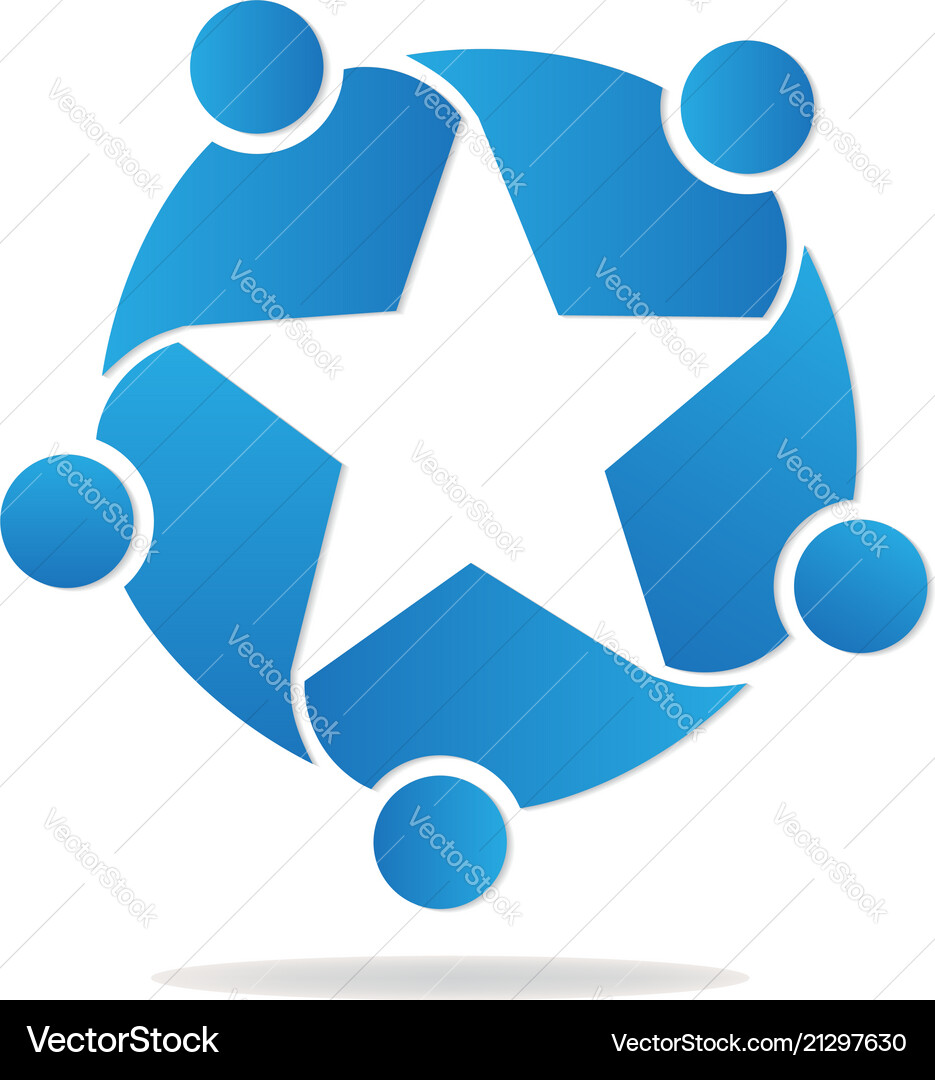 Star shape teamwork people logo Royalty Free Vector Image