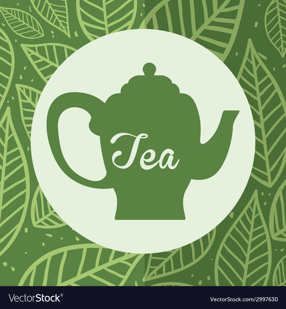 Tea design over green background