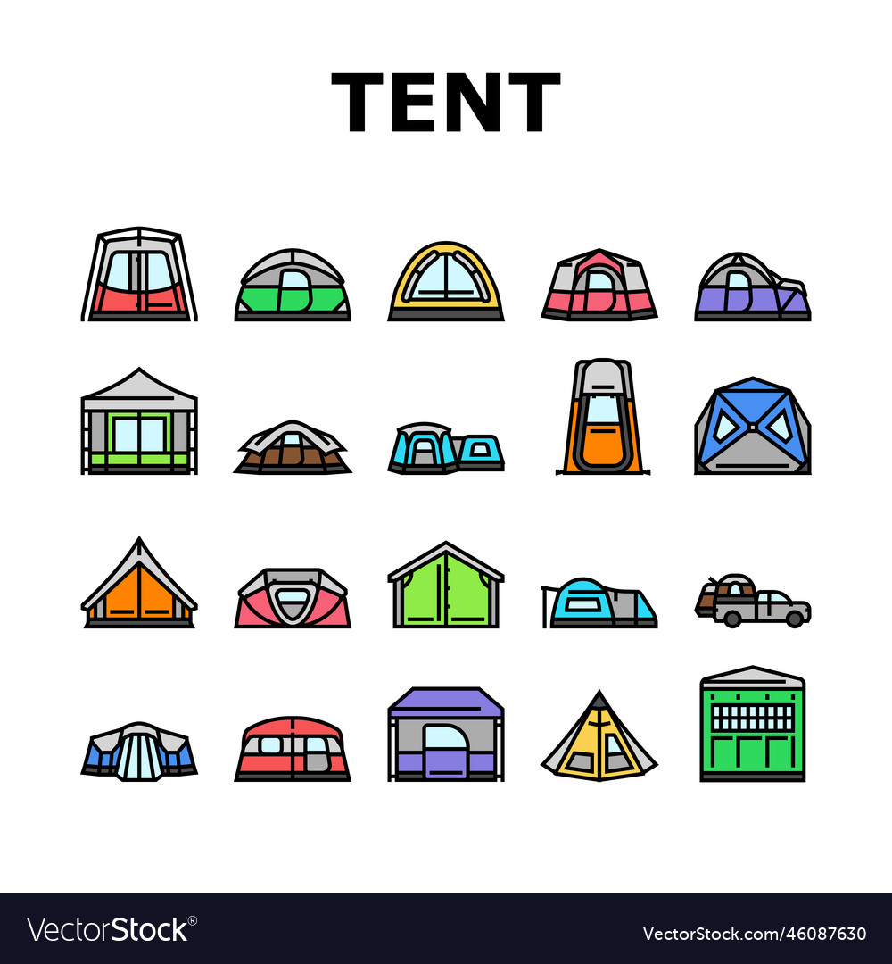 Tent Vacation Travel Tourism Icons Set Royalty Free Vector 8593