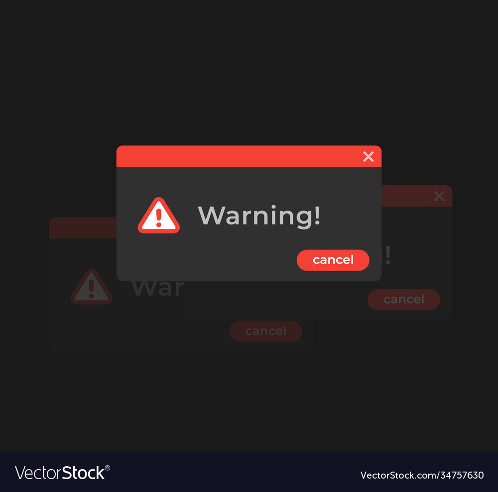 Warning alert windows design dark mode