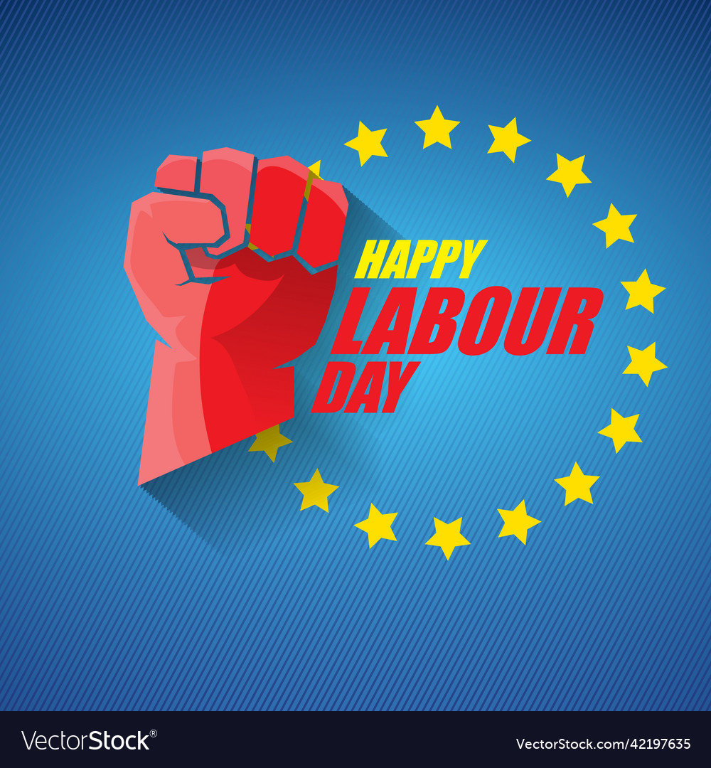 1 may happy labour day label with strong
