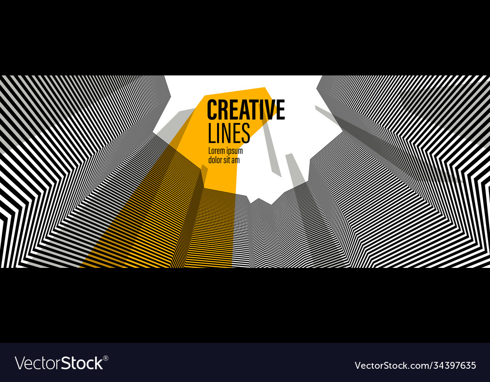 Abstract 3d lines with yellow elements background vector image Abstract 3d lines with yellow elements background