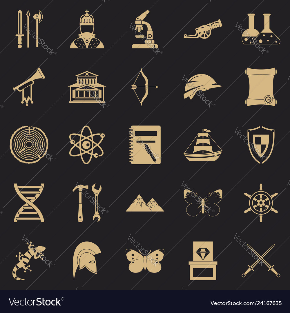 Ancient icons set simple style Royalty Free Vector Image