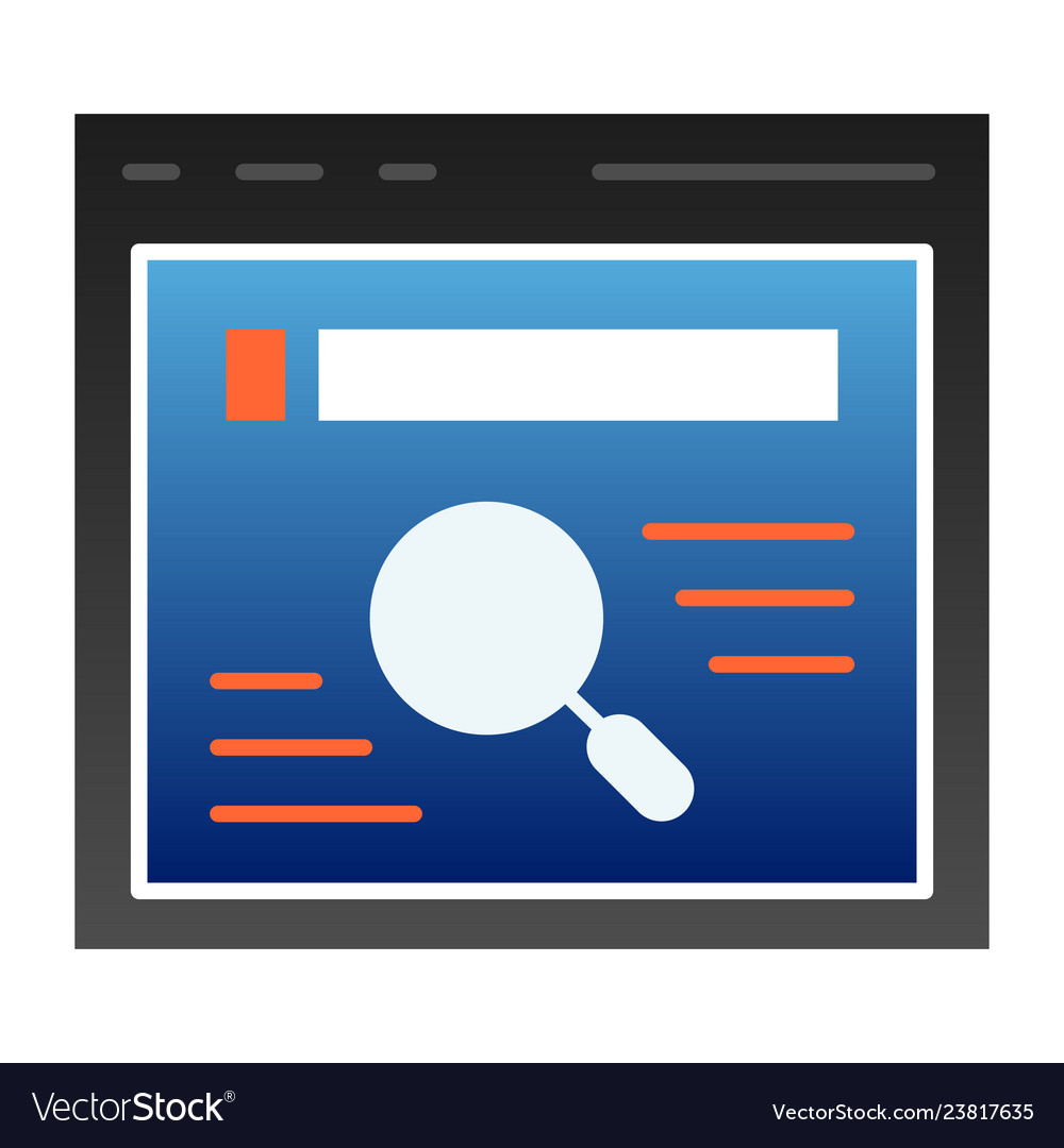 Browser search flat icon web color icons vector image Browser search flat icon web color icons