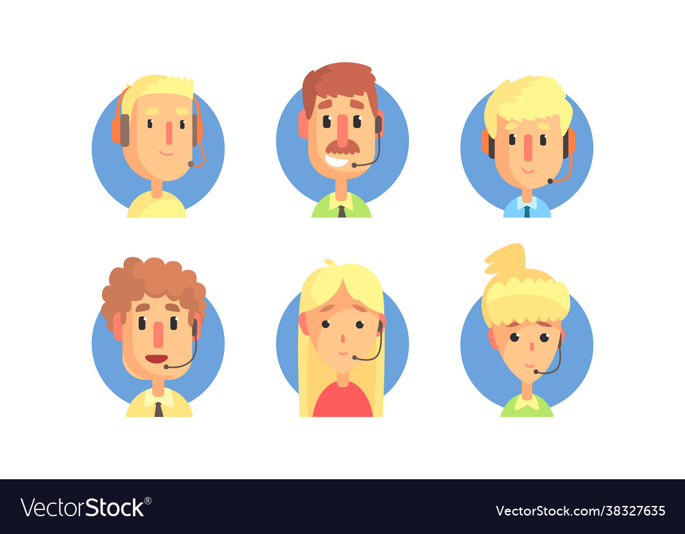 Call center operators set customer service vector image Call center operators set customer service