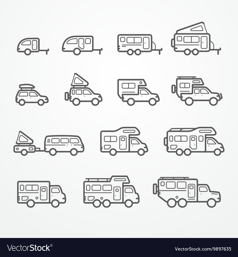 Camping Car Icon Set