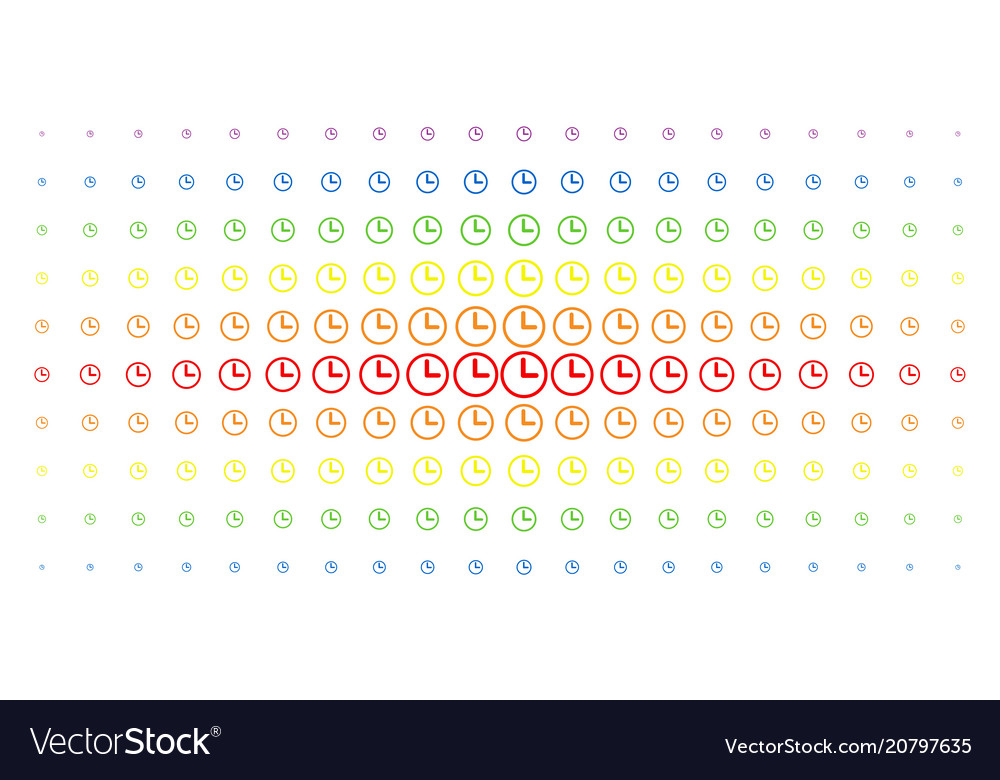 Clock spectral halftone array vector image Clock spectral halftone array