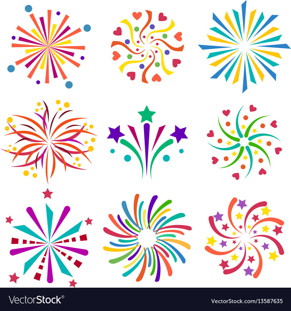 Colorful Fireworks Icon Set