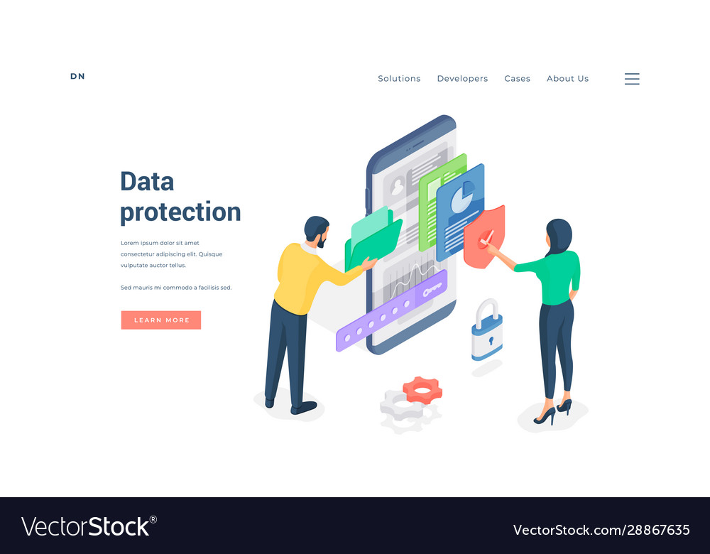 Data Protection: Man & Woman Browsing Secure Files
